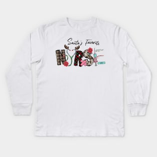 Santa's Favorite Nurse Kids Long Sleeve T-Shirt